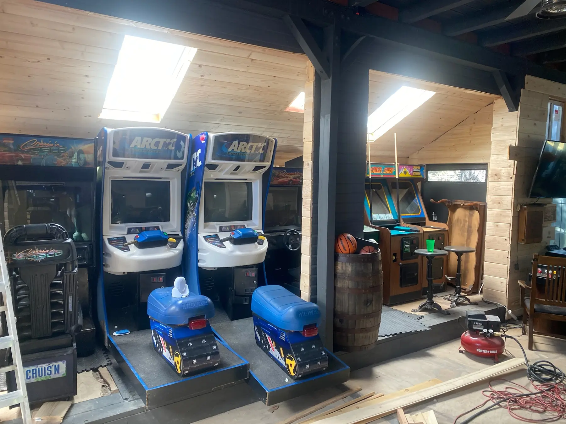 Game room with arcade machines
