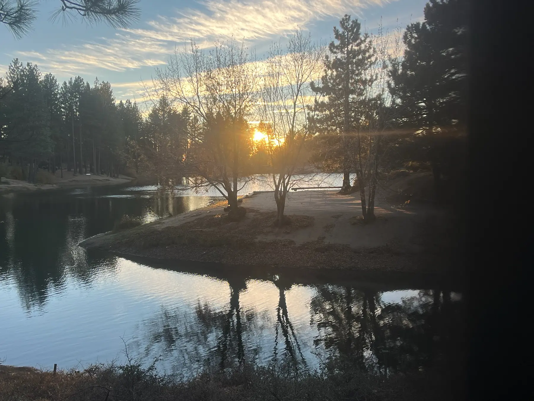 Sunset reflected across Green Valley Lake
