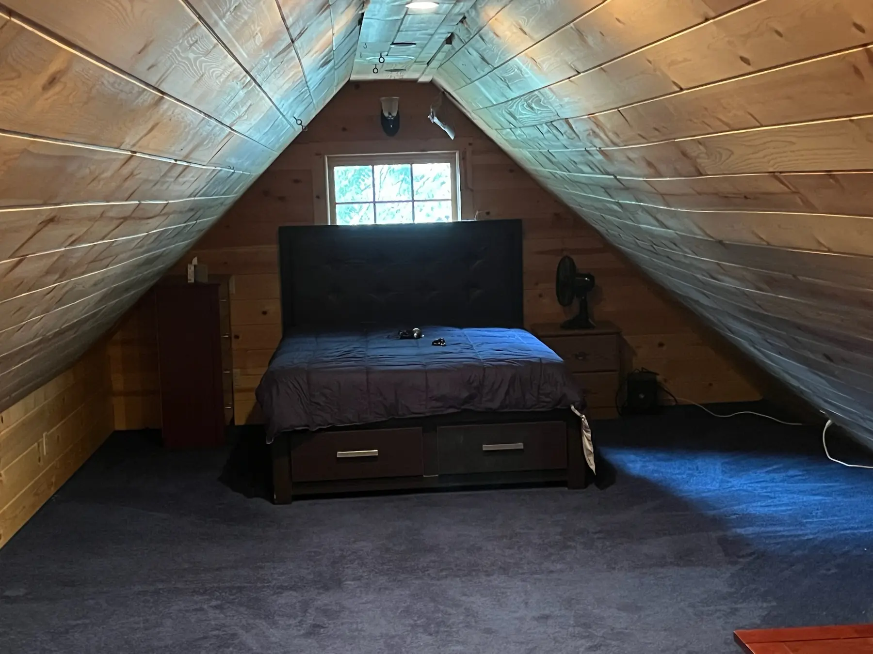 A-frame loft sleeping area